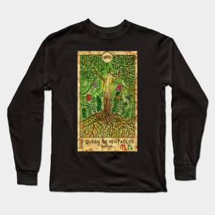 Queen Of Pentacles. Minor Arcana Tarot Card Design. Long Sleeve T-Shirt